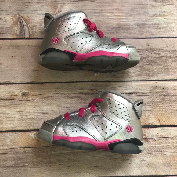 peach pink and silver jordans